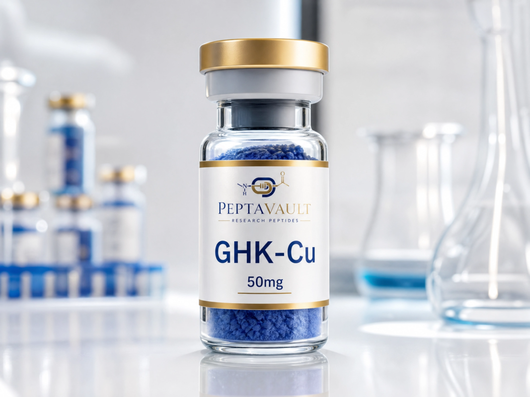GHK-Cu peptide vial for research purposes.
